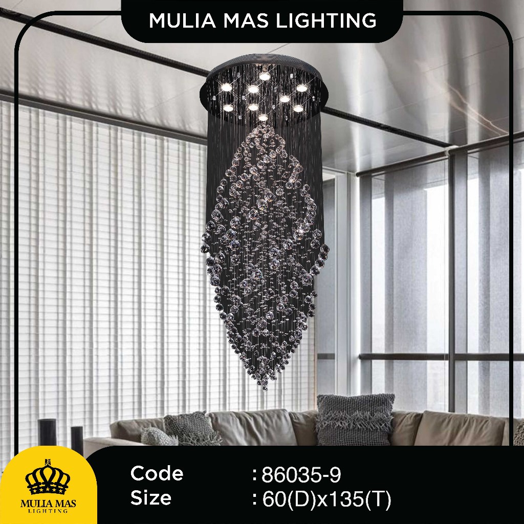 Lampu Gantung Model Crystal Waterfall Artistik Hias Ruang Tamu 86029