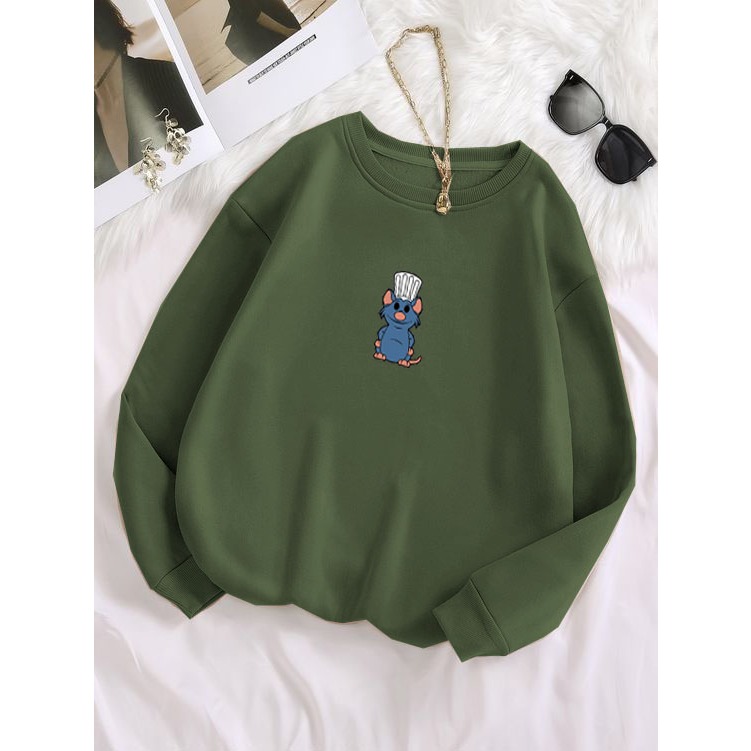 Sweater hoodie wanita basic tikus biru hoodie wanita korean style oversize Size L XL XXL Sweater hoo