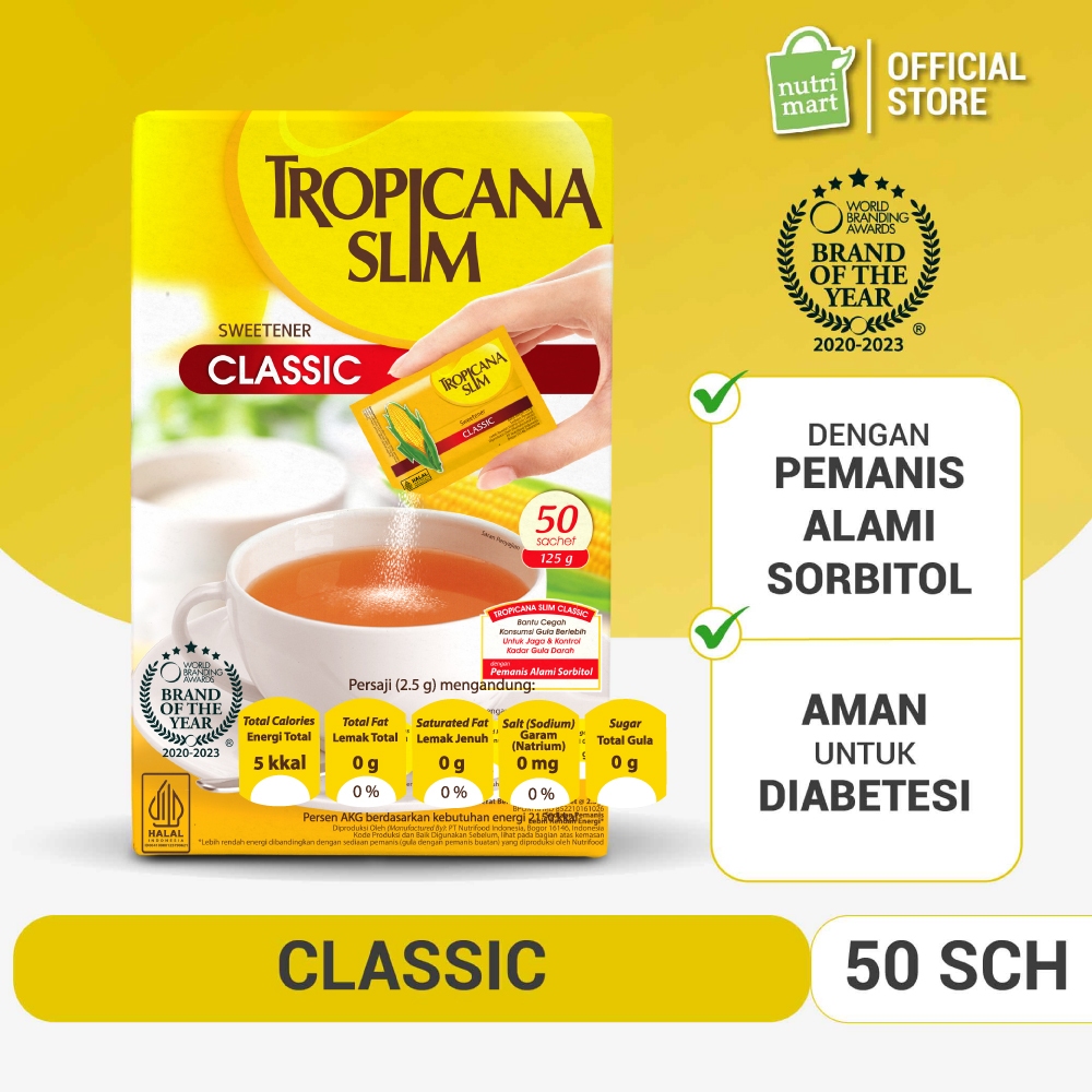 

Tropicana Slim Sweetener Classic 50 Sachet - Pemanis untuk Bantu Batasi Gula