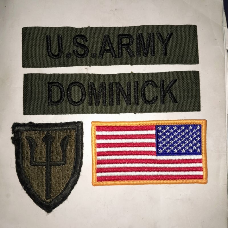 Patch Bordir Tab Name Tape Webbing Subdued Us Army