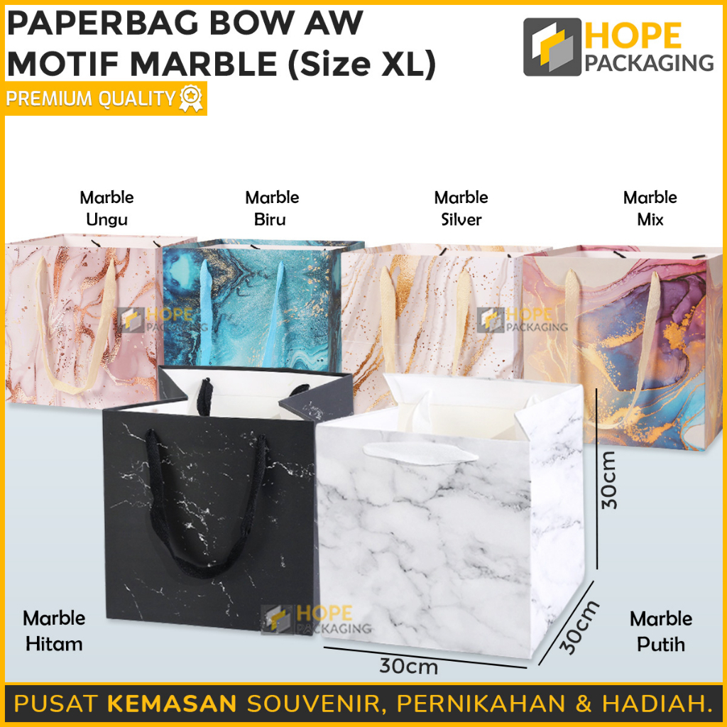 

PaperBag Marble Hadiah Kado S M L XL XXL Goodie Bag Box AW Gold Marble Marmer / Paper Bag Tas hadiah putih premium