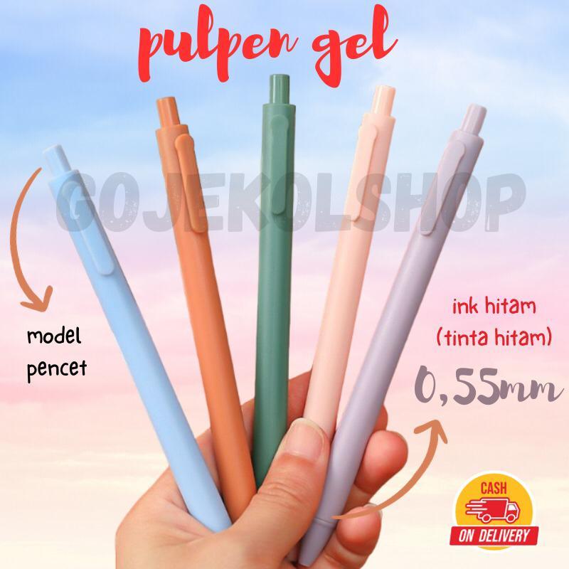 

Pena Cetekan Lucu / Pulpen Gel Tinta Hitam 0.55mm Warna Warni