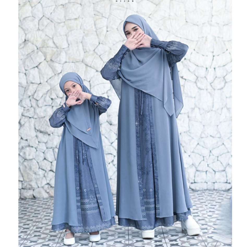 BAJU GAMIS ANAK OUTER MOTIF PRINT CERUTY 2IN1 UMMAYA DRESS PRINCESS KIDS UWAIS HIJAB FASION MUSLIMAH