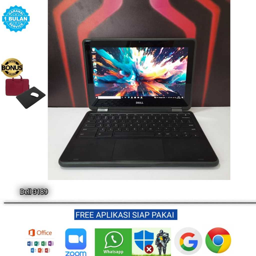 Laptop Dell 11 3189 Touchscreen Flip Intel Celeron Ram 4GB SSD 32+128GB Windows 10