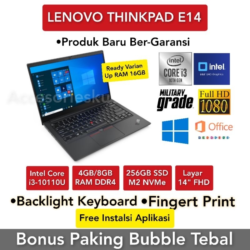 Laptop Promo Lenovo Thinkpad E14 Core i3-10110U 4Gb/8Gb ssd 256Gb 14"FHD Windows
