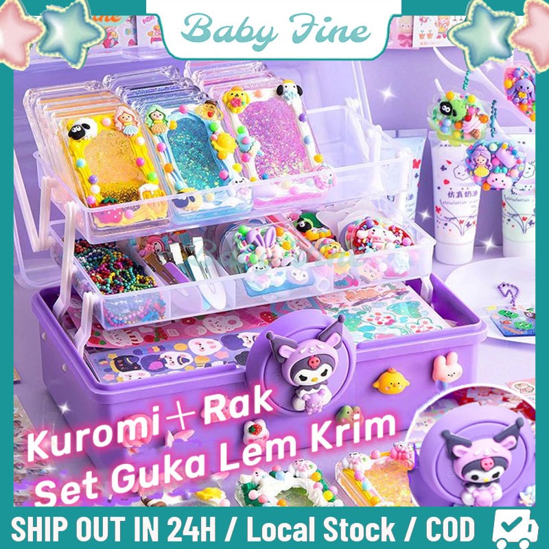 

【With Rak/Karton】599pcs Kuromi Set Kartu Stiker Guka Mewah Dengan Kotak Siswa Indah Dekoratif DIY Bahan Stiker Set