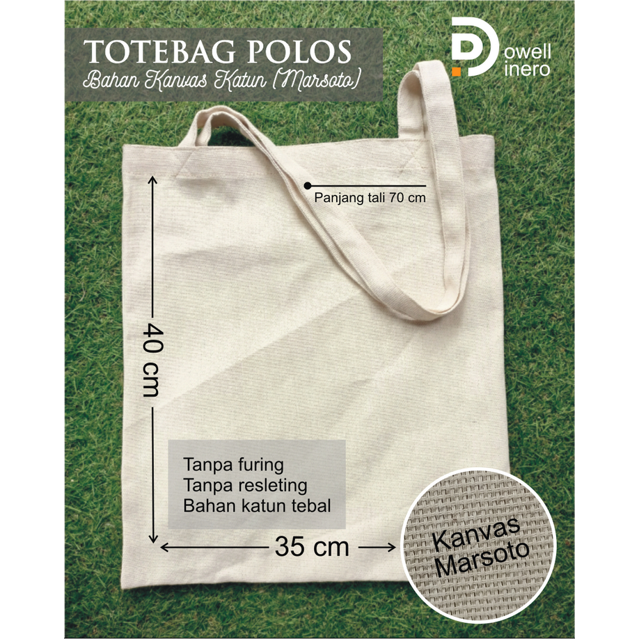 TOTEBAG POLOS KANVAS KATUN MARSOTO Uk. 35 x 40 cm