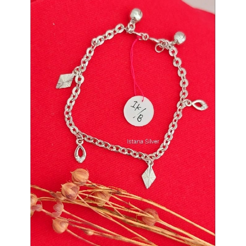 Gelang Tangan Rantai Sedang Gantungan Layang  Perak Asli S925 Dewasa Anak Remaja