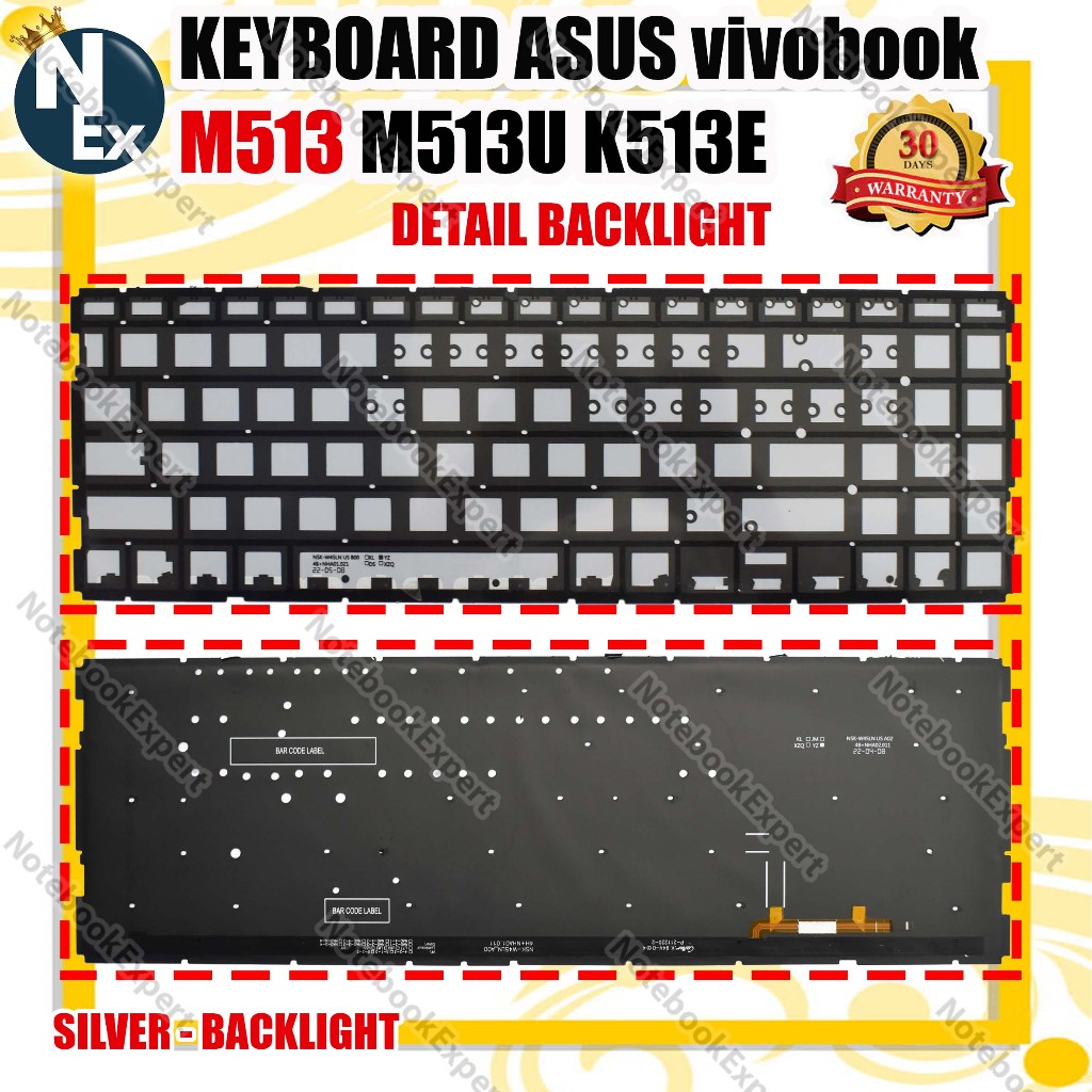 KEYBOARD ASUS vivobook M513 M513U K513E - SILVER BACKLIGHT