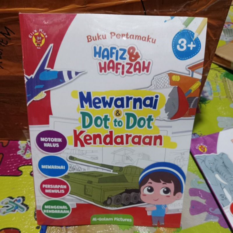 buku pertamaku hafiz & hafizah mewarnai & dot to dot kendaraan