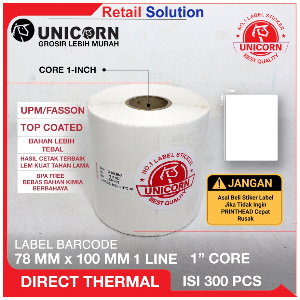 

Stiker Label Barcode Thermal 78x100 mm / 78 x 100 mm / 78x100mm