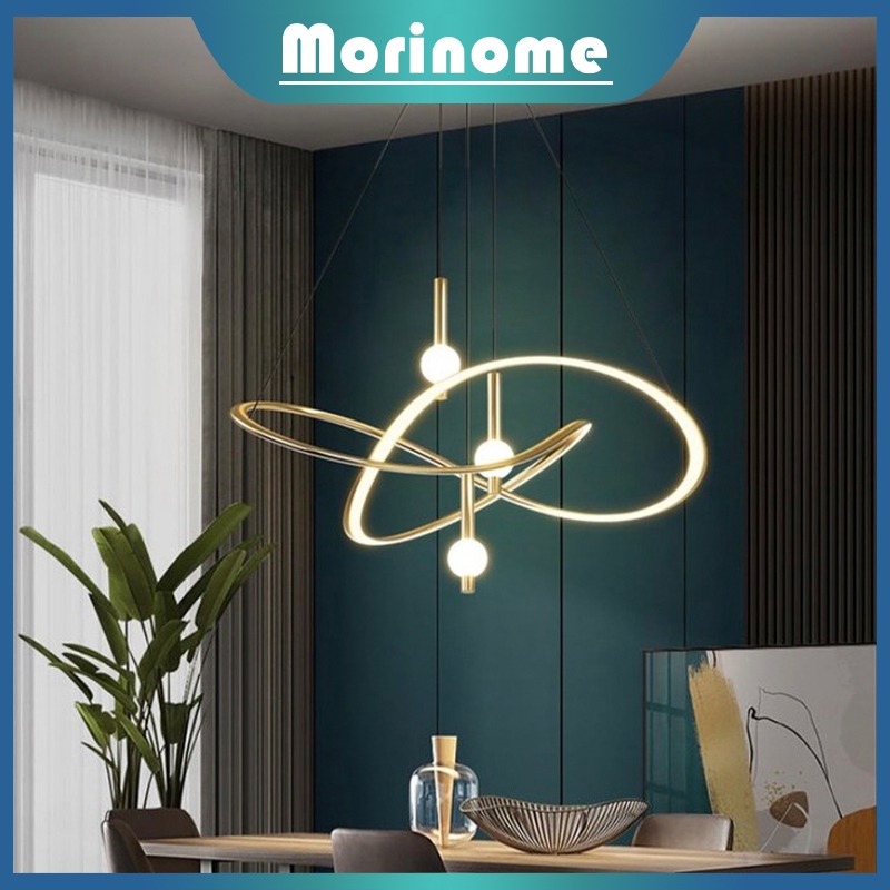 Lampu Gantung Ring Modern Minimalis GOLD 3 bola  LED 3 Warna Ruang Tamu  Kamar Tidur Dekoratif Gaya Nordik Bar YLY