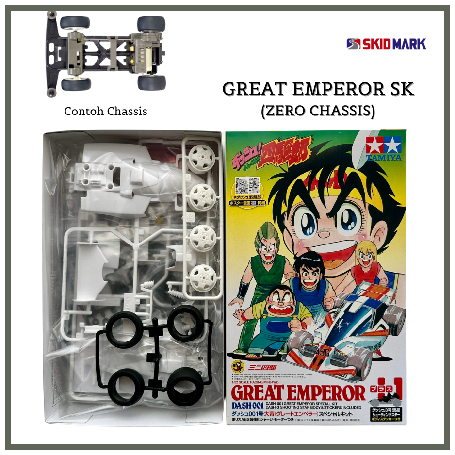 Mobil Rakit Tamiya Mini 4WD - Great Emperor Sk Zero Chassis (ORIGINAL)