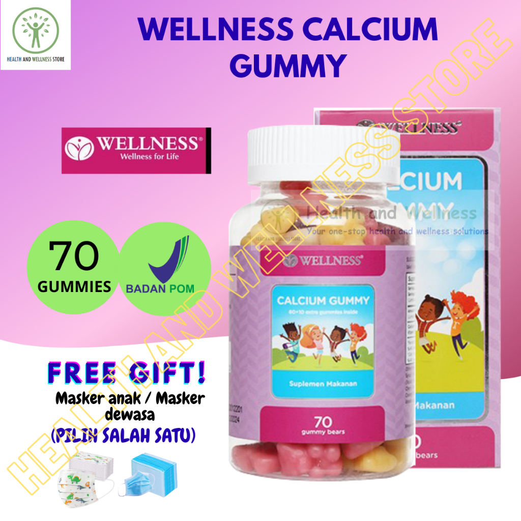 Wellness Calcium Gummy 70 Gummy Vitamin Anak Kalsium Tulang Vitamin
