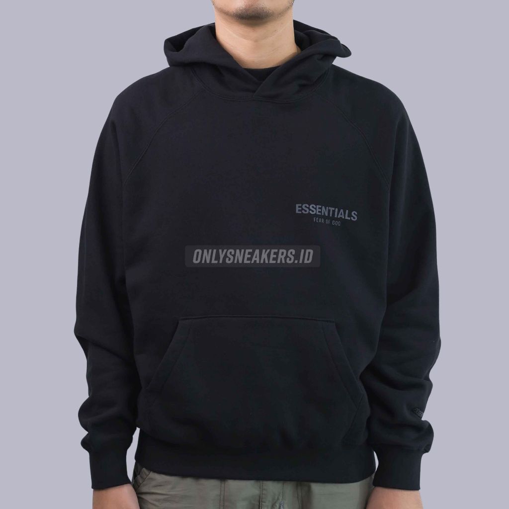 ESSENTIALS FOG SMALL LOGO REFLECTIVE HOODIE BLACK