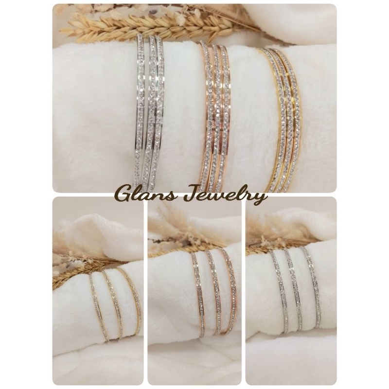 Glans - Gelang Keroncong Full Mata Titanium isi 3