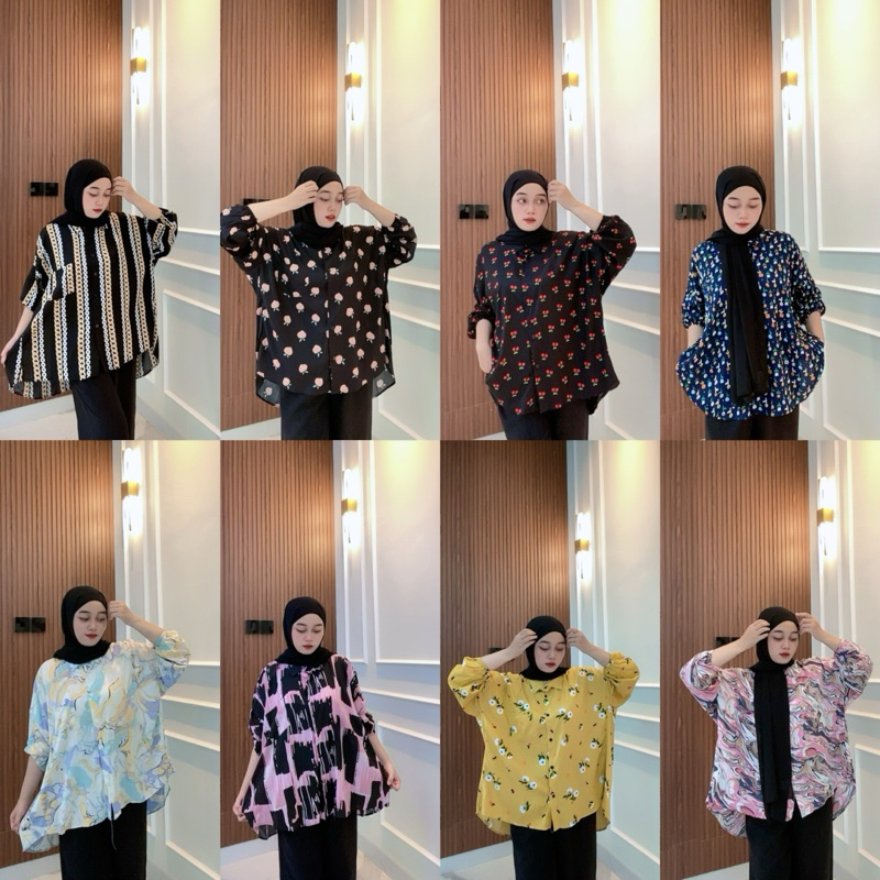 KEMEJA OVERSIZE RAYON UNIQLO // Kemeja Lengan balon // Jumbo fit to xxl