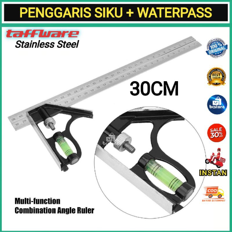 

Penggaris Siku Tukang Stainless Steel + Waterpass Multifungsi - ZEAST - TaffWare