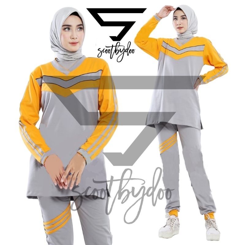 SETELAN MUSLIM JOGGER YOVIS SPORT / SETELAN MUSLIM KANTONG / CELANA JOGGER /Yovis Sport Baju Senam /