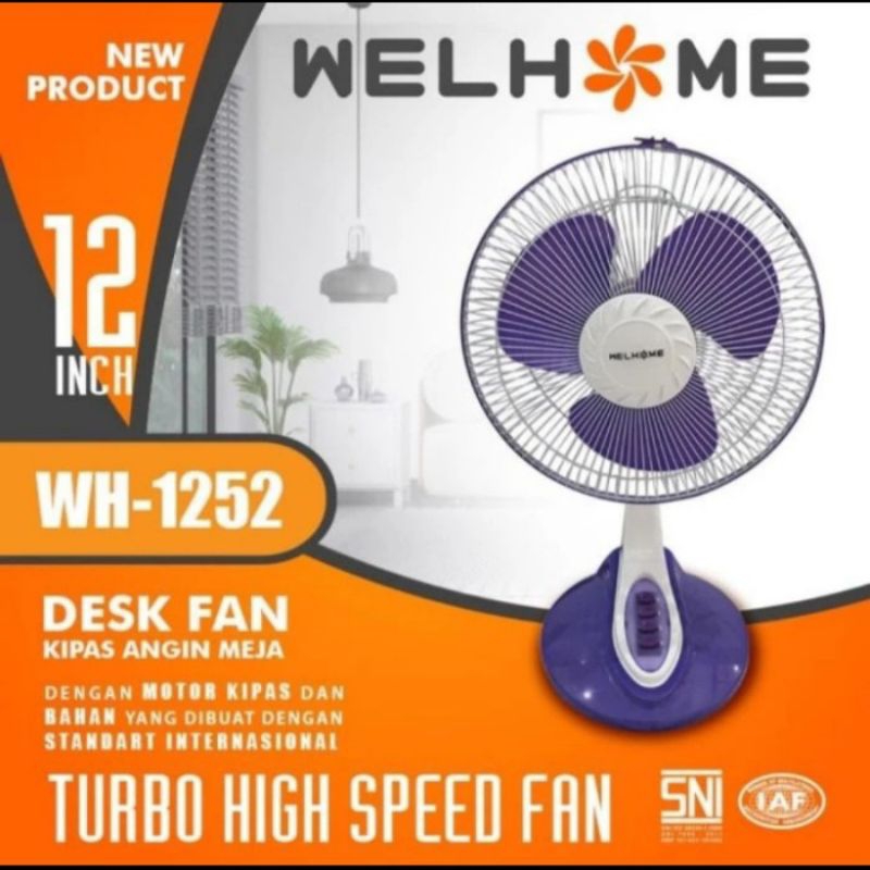 Welhome desk fan 12&quot;  wh-1252 / kipas meja 12inch / deskfan 12 inch