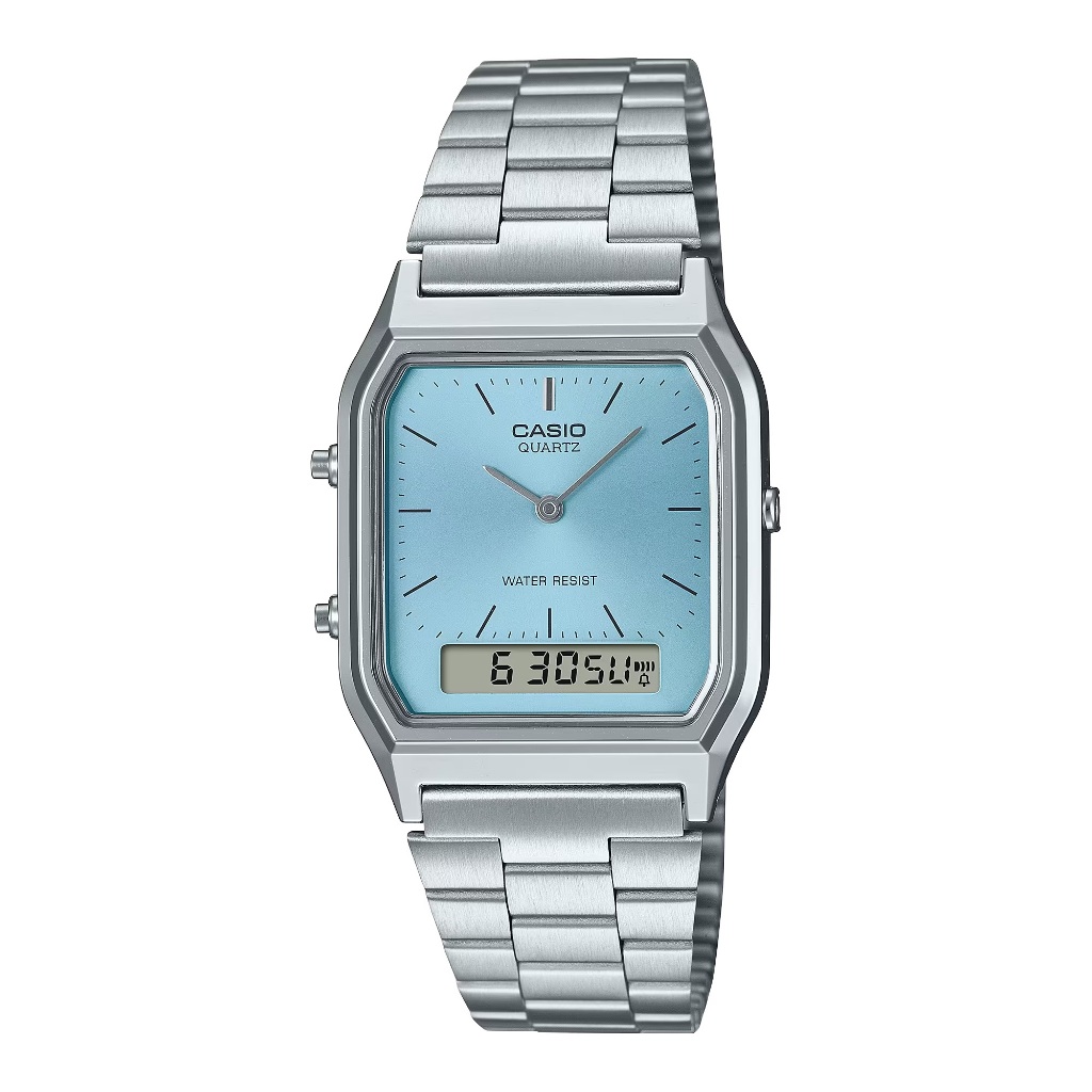 General AQ230A1D 2A1/ AQ230A7A 2A2 7B 7D Unisex Digital Stainless Silver