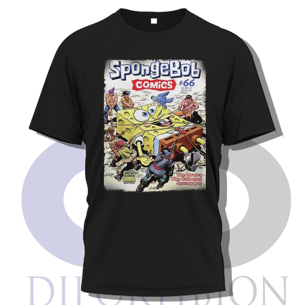 Bootleg Sponge Bob Kaos Lengan Pendek / Comic Spongebob Short T Shirt