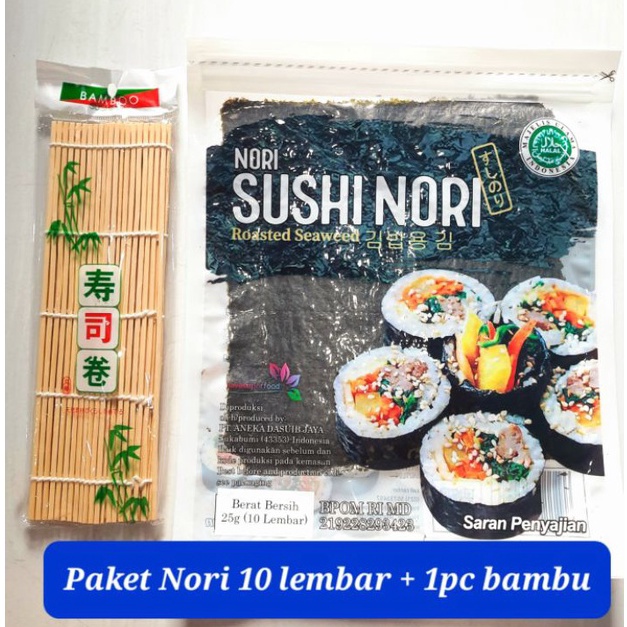 

Diskon Paket sushi nori 10 lembar bambu bahan bento dry seaweed halal murah sushi nori manjun sakao tokinori rumput laut kulit sushi