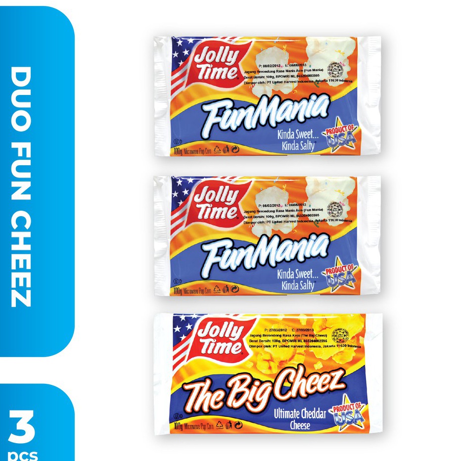 

Murah Banget Jolly Time - Paket Duo Fun Cheez (2FM, 1TBC) - Microwave Popcorn