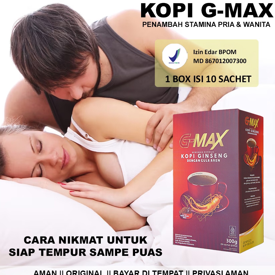 

Terkini BEST SELLER!!! Kopi Penambah Stamina Pria Kuat Tahan Lama Seksual - Kopi Ginseng Gula Aren - Gmax Coffee 1 Box 10 Sachet
