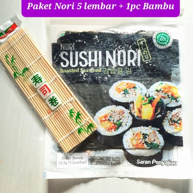 

Diskon Paket Nori sushi 5 10 20 50 lembar dan bambu rumput laut sushimat penggulung kimbap bamboo sushi roller dried seaweed