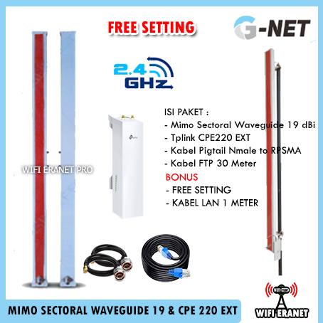 Antena Wifi Outdoor / Paket WIFI MIMO Sectoral Waveguide 19 dBi 2.4 Ghz 180 & TP LINK CPE220 EXT