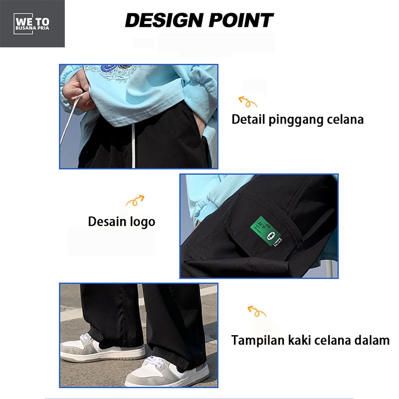 Celana cargo panjang pria parasut celana gombrong pria basic OOTD Korean Style baju korea pria kargo pants cargo pants jumbo