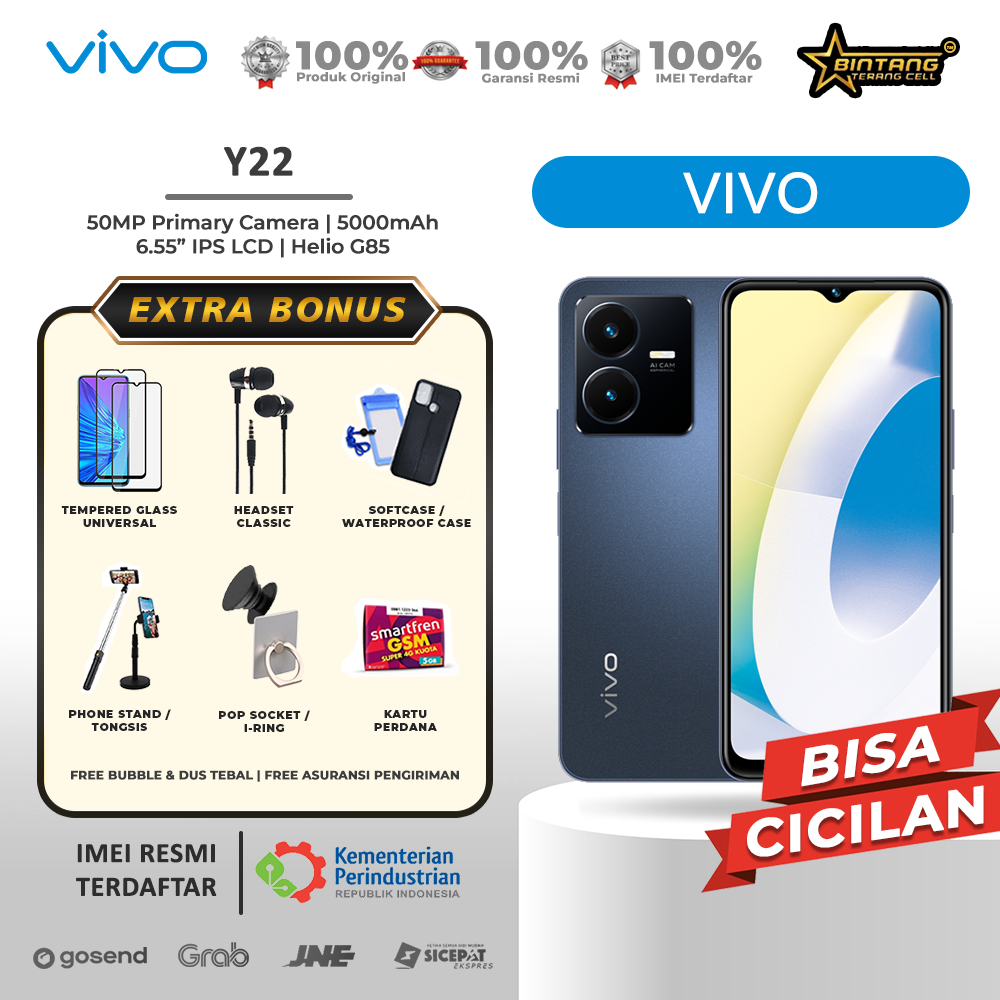 VIVO Y22 RAM 6/128GB Extended 2GB - Helio G85, 50MP Camera,  Splash Waterproof
