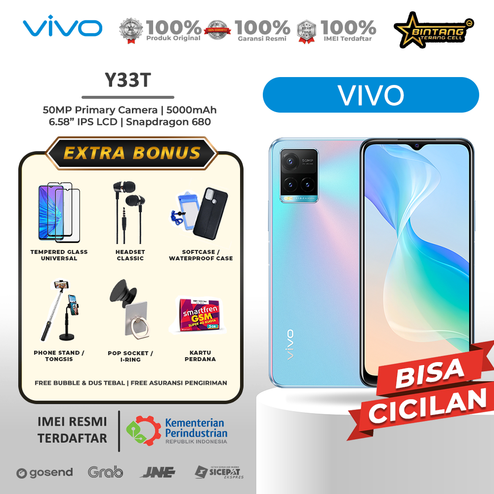 VIVO Y33T RAM 8+128GB EXTENEDED 4GB=12GB SNAPDRAGON 680 GARANSI RESMI