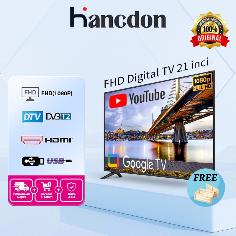 【Bisnis Lokal】Hancdon Digital TV 19/24 inch  Android LED 24 inch TV polytron Vidio Televisi Netflix 