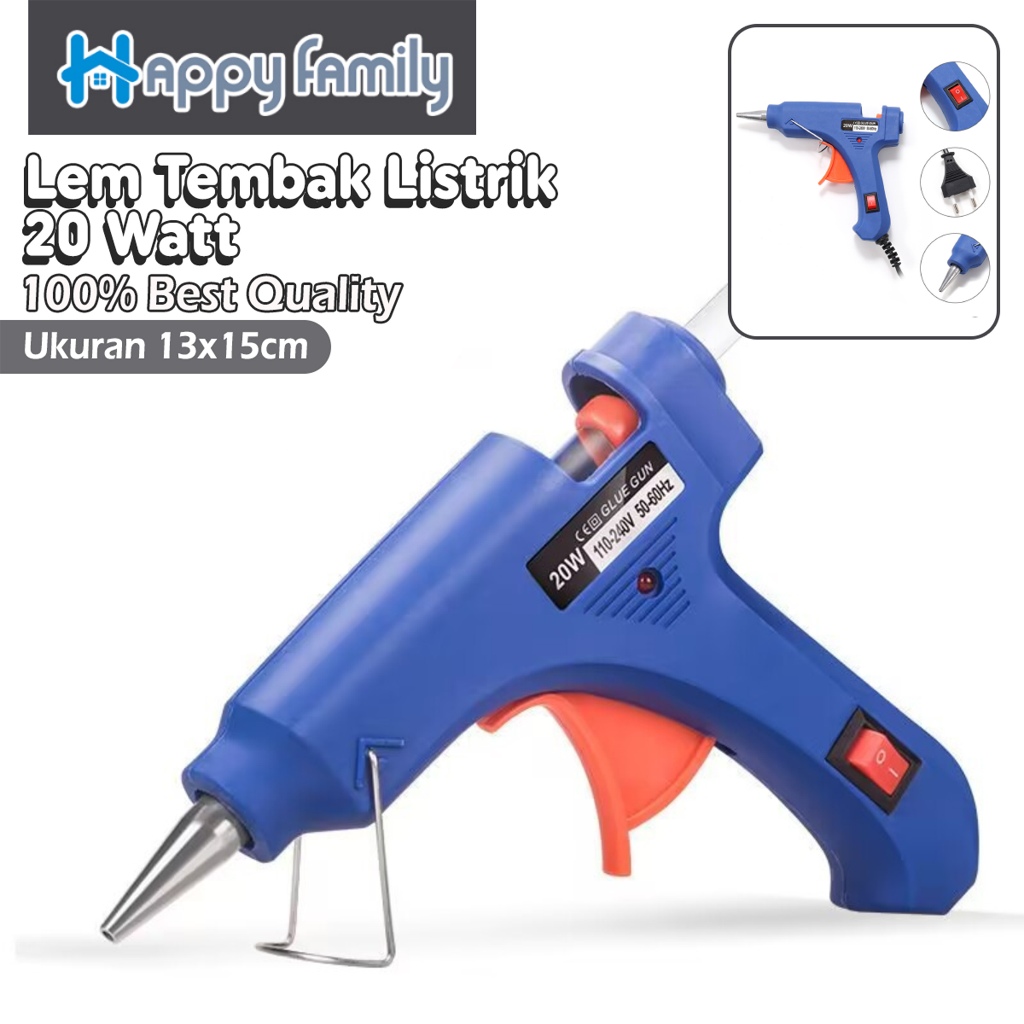 HappyFamily Alat Lem Tembak Mini ON-OFF 20 Watt/Glue Gun ON-OFF Listrik REFILL GLUE STICK/Glue Gun Mini