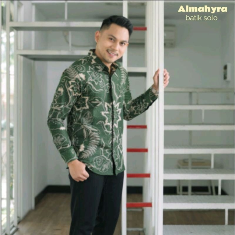 MAWAR HIJAU KEMEJA BATIK PRIA SOLO SRAGENAN SLIM FIT LAPIS FURING LENGAN PANJANG DAN PENDEK WARNA DA