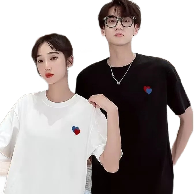 Ssmy DT250 Love Biru Merah Polos Sablon Couple Tshirt Oversize Unisex Kaos Fashion Premium Katun 100