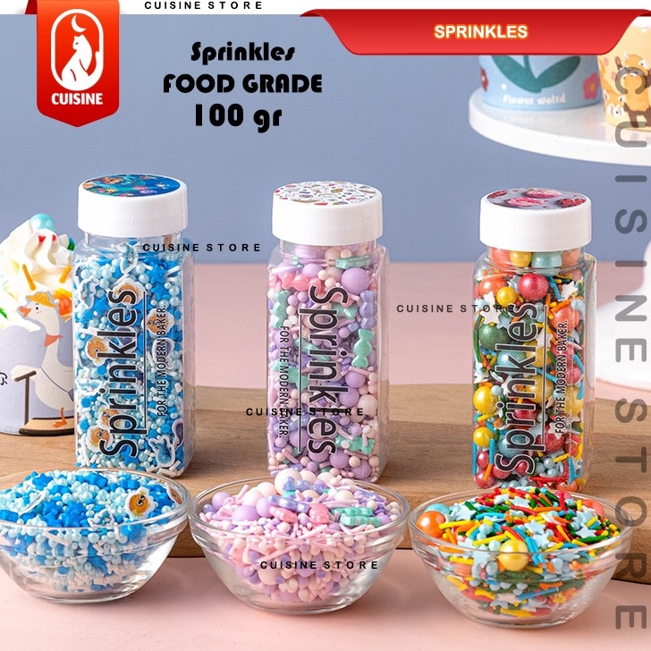 

L44ris [COD] 100 GR Edible SPRINKLE COLOURFUL / Trimit Gula dekorasi kue Hiasan Cake Birthday Valentine Lebaran Natal Christmas Hampers / CUISINE Stock Terupdate