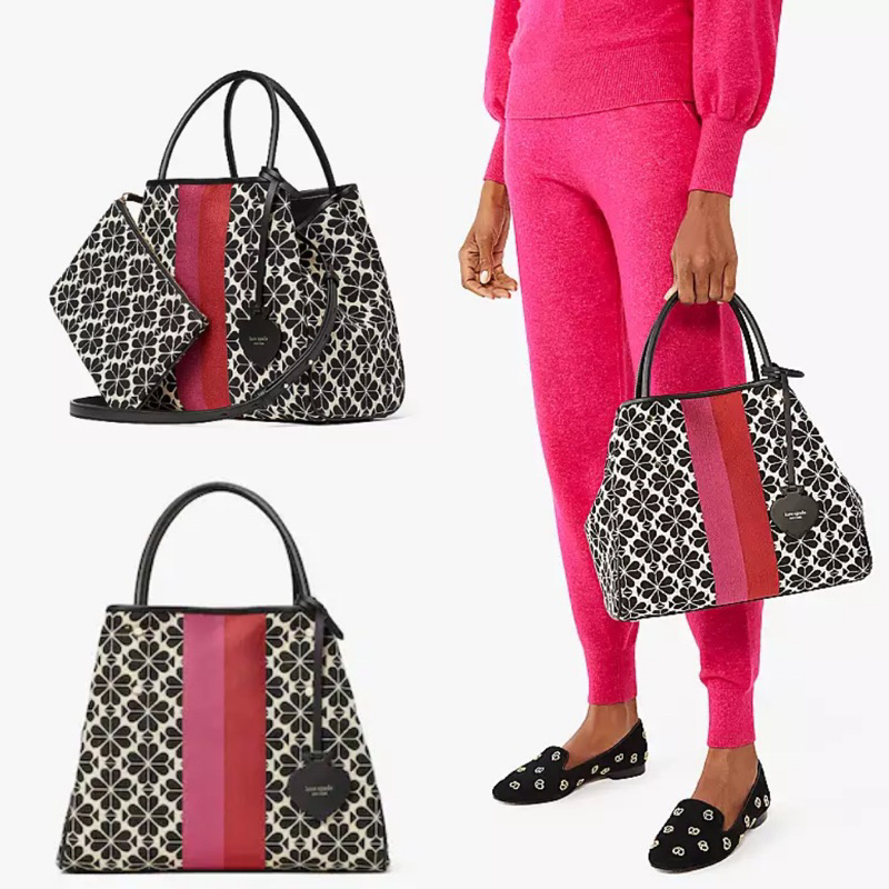 KS medium tote  spade flower jacquard black multi