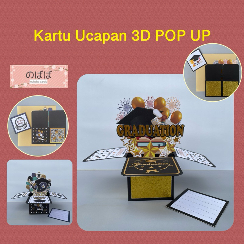 Kartu Ucapan KELULUSAN SEKOLAH WISUDA 3D Pop Up Greeting Card GRADUATION NOBABA CARDS
