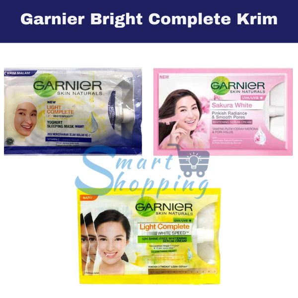 Garnier Bright Complete Krim &amp; Sakura White Siang Malam Sachet 7ml / Cream