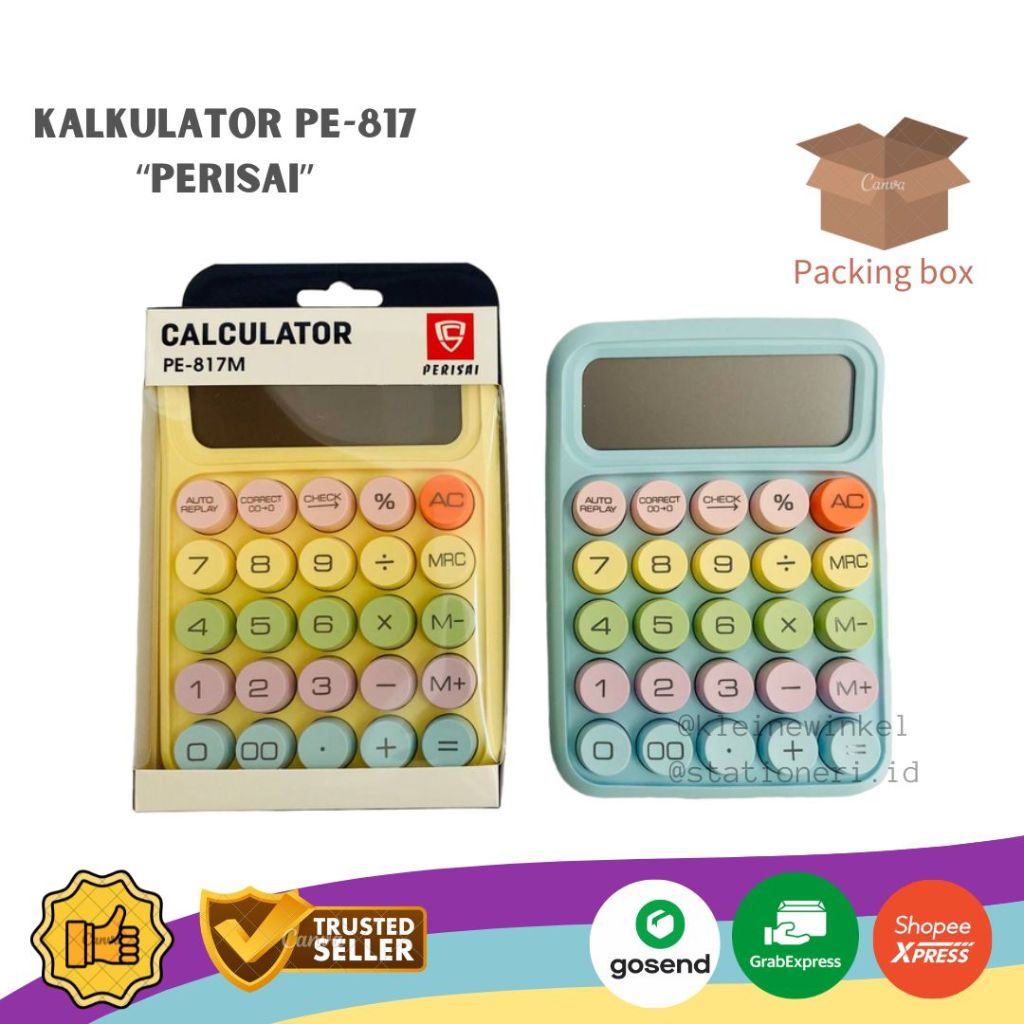 

Kalkulator PERISAI PE-817M Warna Pastel Daya Baterai AAA Kalkulator dopamin Kalkulator korea