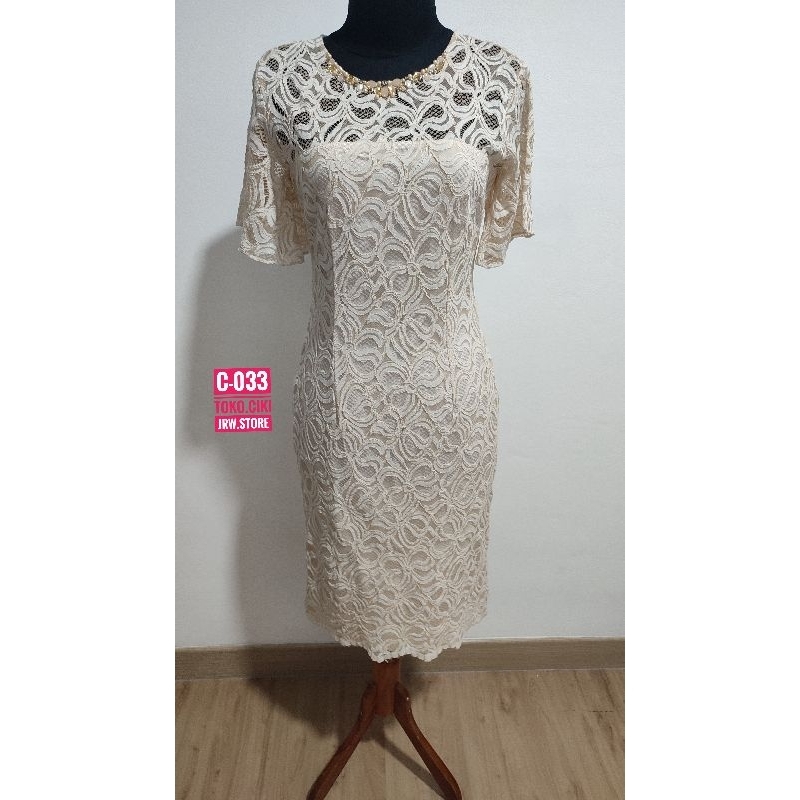(C-033) NEW BAJU TERUSAN DRESS LACE BROKAT GAUN PESTA WANITA
