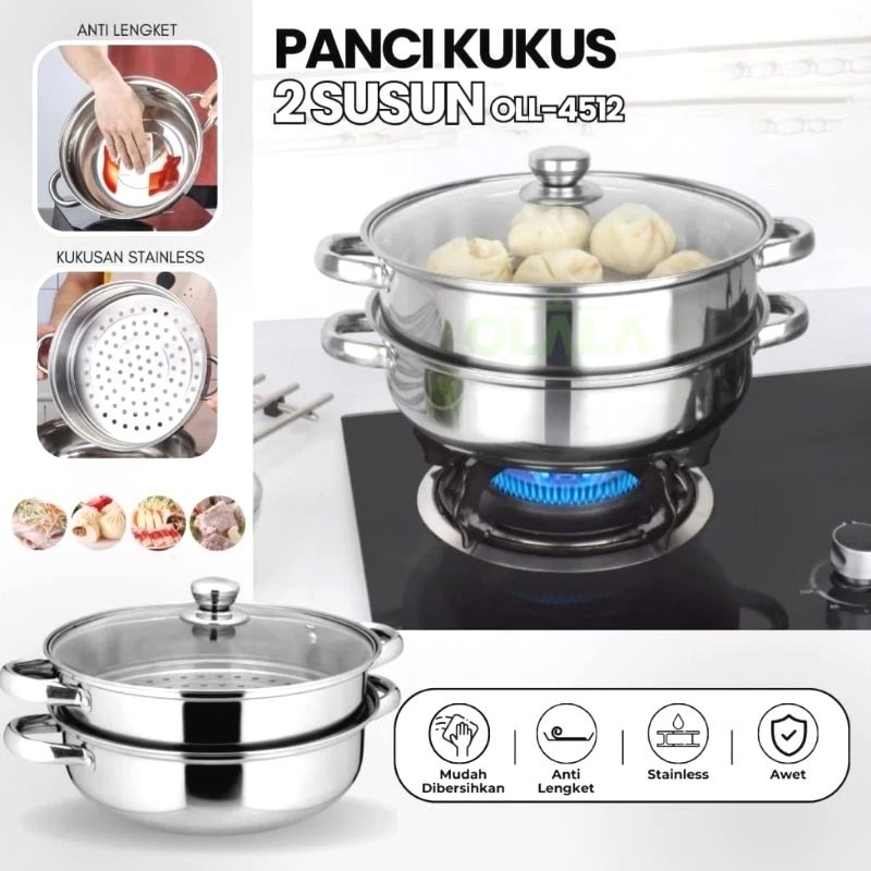 PANCI SIOMAY PENANAK SOMAY / PANCI KUKUS PENGUKUS BOLU KUKUS CAKE 2 SUSUN STAINLESS KUPING