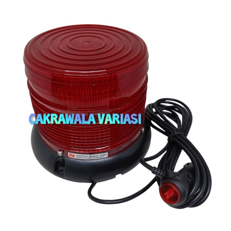 Lampu rotary truk federal signal USA 28 mode putar Merah 12-24 volt