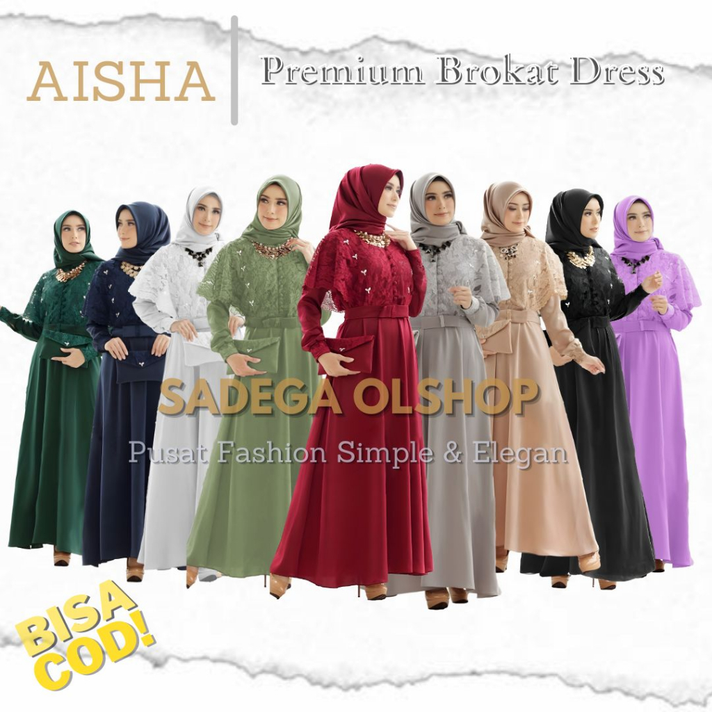 ( TERMURAH )Nadine Dress Brokat premium Terbaru 2024  Size  M L XL XXL XXXL 5XL / COD / Gamis Jumbo