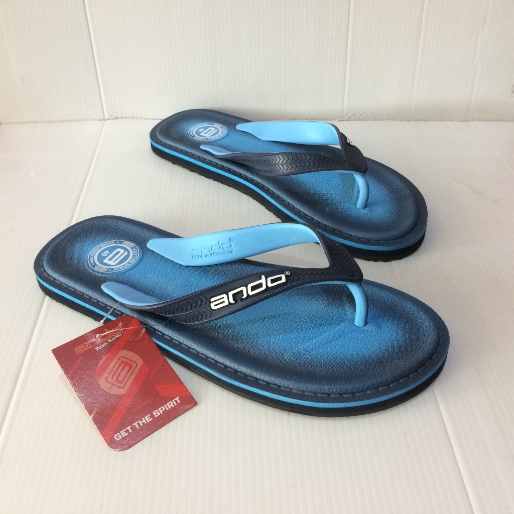 Ando Cressida 02, Downhill Sandal Jepit Pria Rubber Pantai Santai Biru Navy Terbaru Original