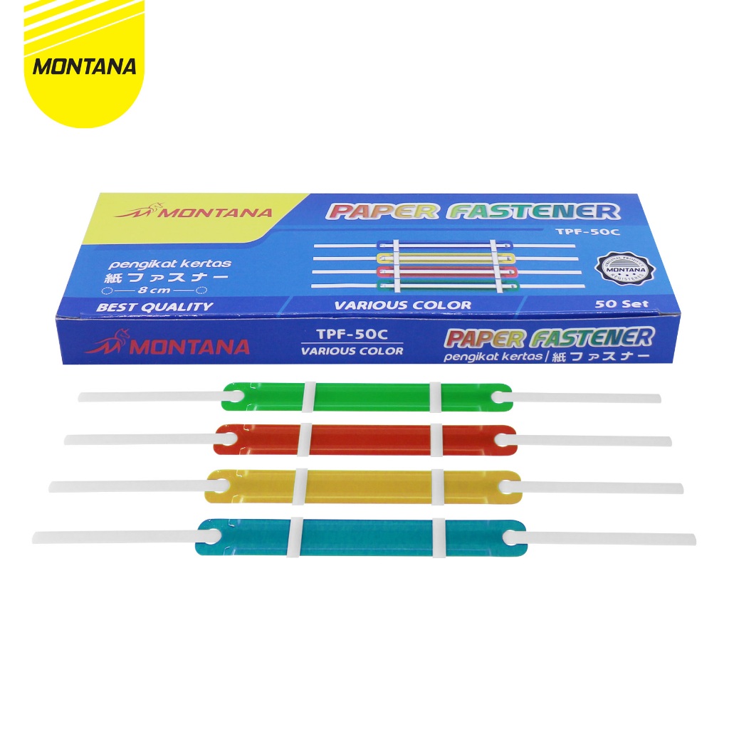 

MONTANA Paper Fastener Pengikat Kertas 50 Pcs Various Color Best Quality TPF-50/Box