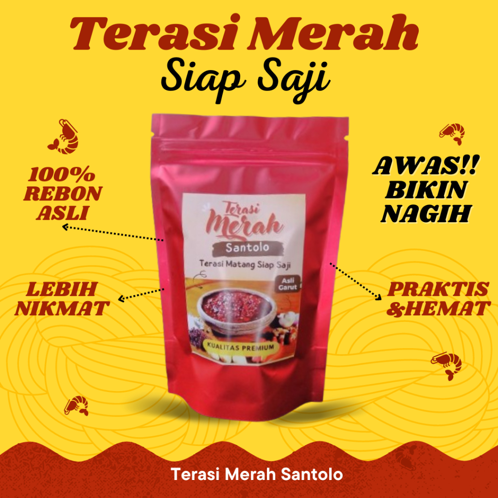 

Terasi Udang Merah Bubuk Tabur Khas Sunda Asli Garut Santolo Matang Panggang Super Siap Saji